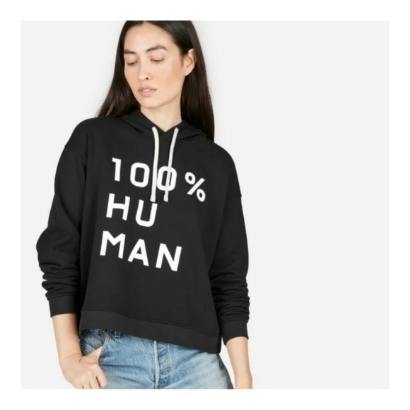 EVERLANE Black Hoodie with White Text 100% human - Picture 1 of 6